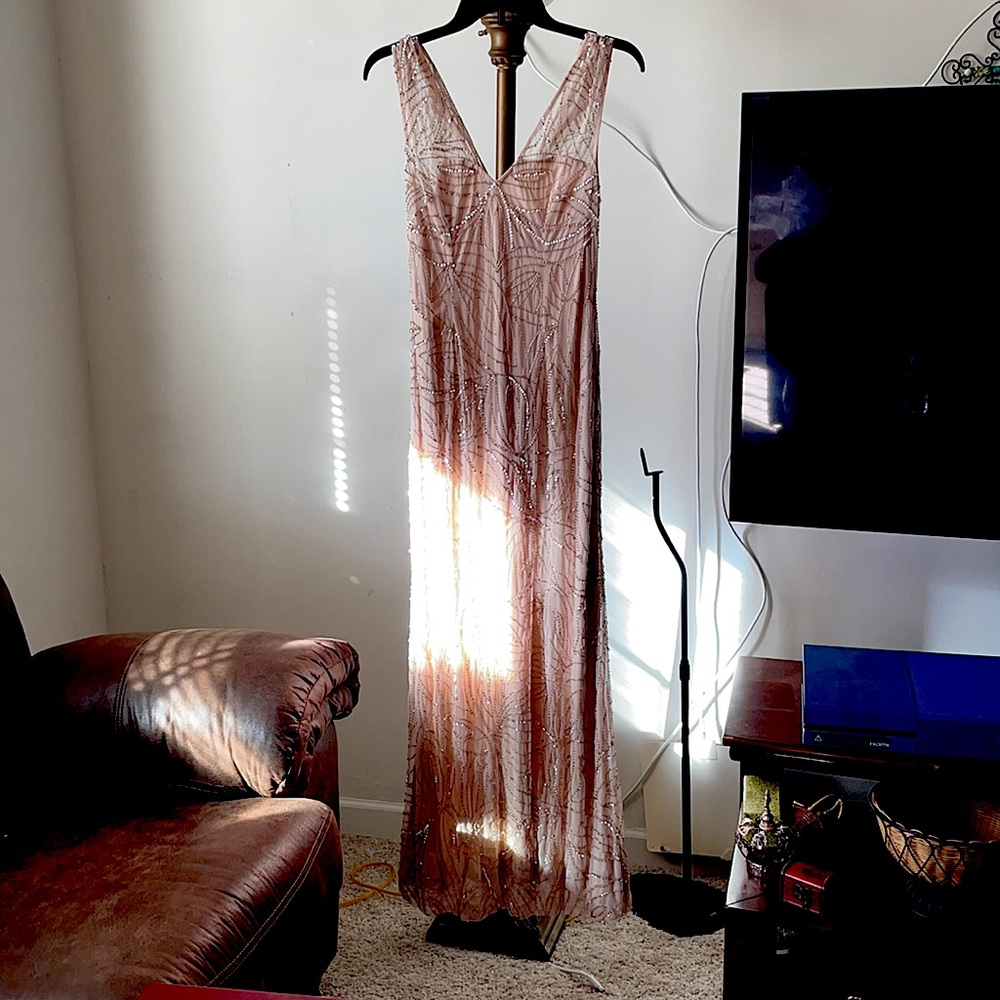 J S Collections formalwear, size 8, a nude shade